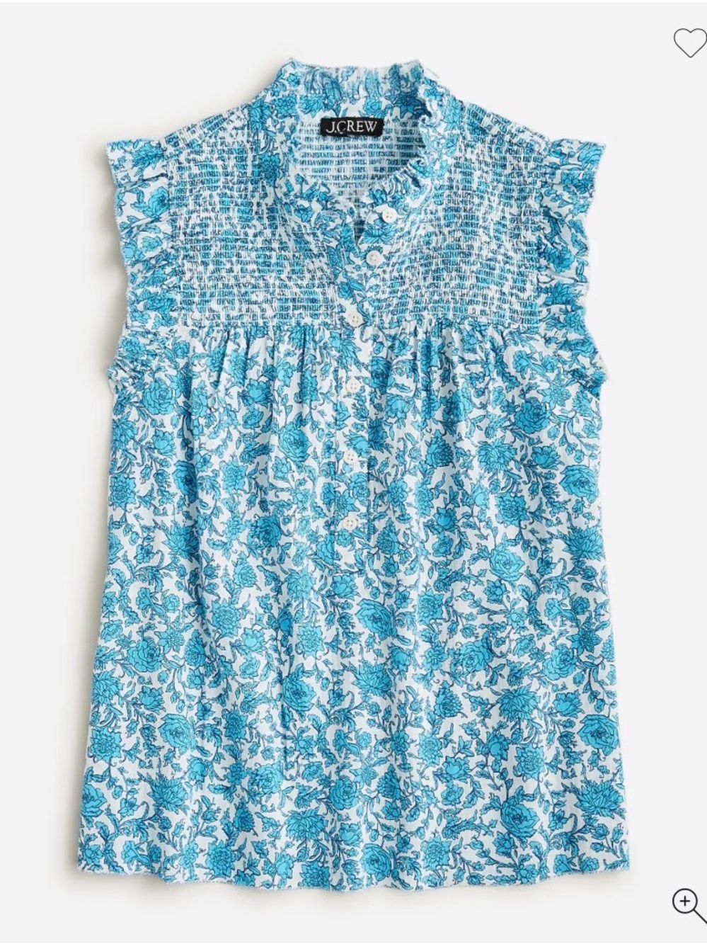 J. Crew Garden Soft Gauze Sleeveless Top Blue Blooms Block Print